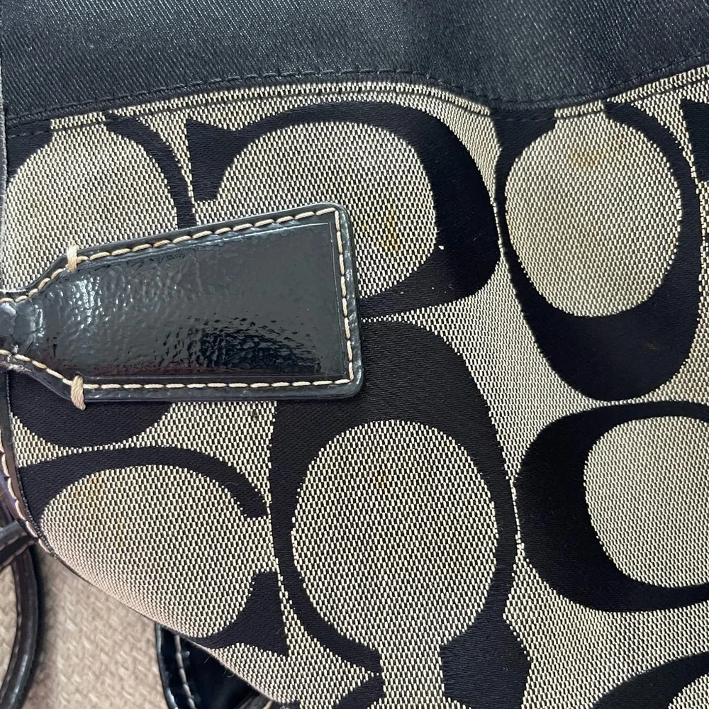 Coach Black and Tan Signature Tote